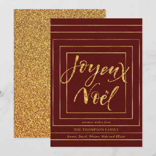 JOYEUX NOEL Den kommande julen Guld Glitter