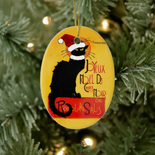 Joyeux Noël Du Chatta Noir Julgransprydnad Keramik