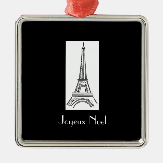 Joyeux Noel Eiffel Torn Fransk jul Ornament (Framsidan)
