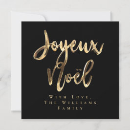 Joyeux Noël Elegant Black and Guld Script Chic Julkort