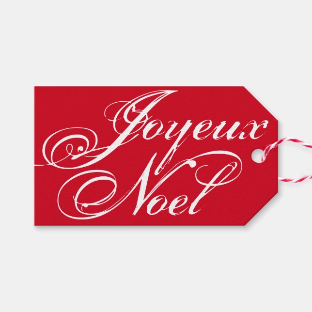 Joyeux Noel ~ Elegant jul Gift Märkre Presentetikett (Framsidan (Horizontal))