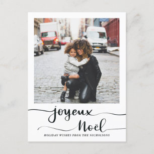 Joyeux Noel Elegant Script-julfoto Helg Vykort