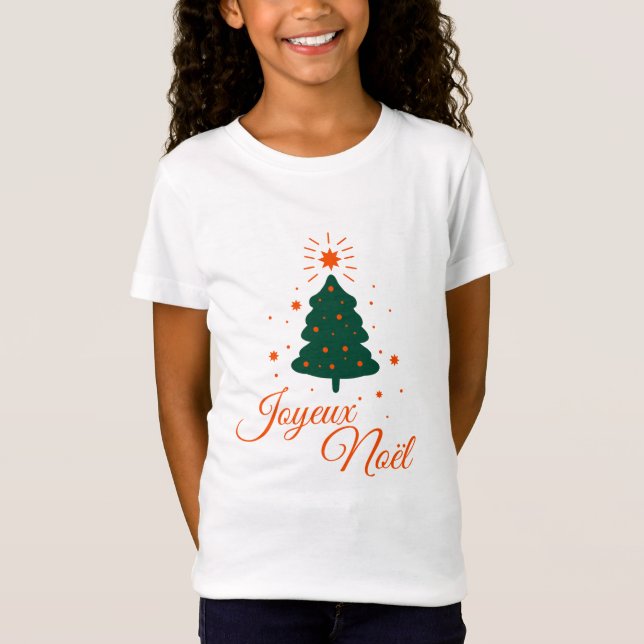 Joyeux Noël en rouge : sapin classique et joyeux T Shirt (Framsida)