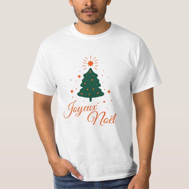 Joyeux Noël en rouge : sapin classique et joyeux T Shirt (Framsida)