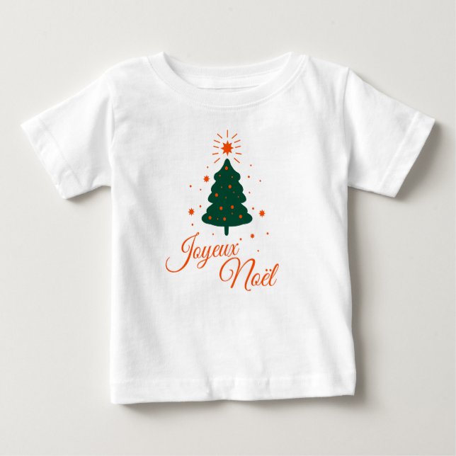 Joyeux Noël en rouge : sapin classique et joyeux T Shirt (Framsida)