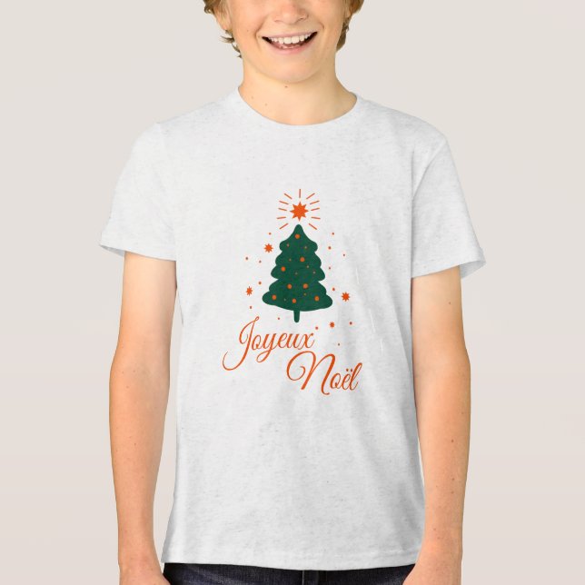 Joyeux Noël en rouge : sapin classique et joyeux T Shirt (Framsida)