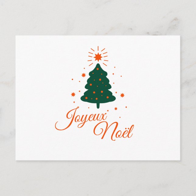 Joyeux Noël en rouge : sapin classique et joyeux Vykort (Framsida)