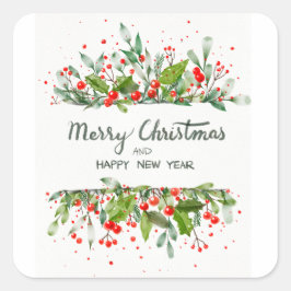 JOYEUX NOËL ET BONNE ANNÉE FYRKANTIGT KLISTERMÄRKE