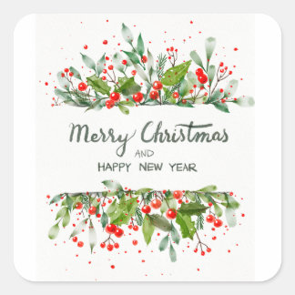 JOYEUX NOËL ET BONNE ANNÉE FYRKANTIGT KLISTERMÄRKE