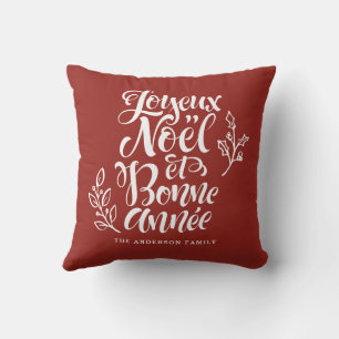 Joyeux Noël et Bonne Année Modern Script Red Kudde