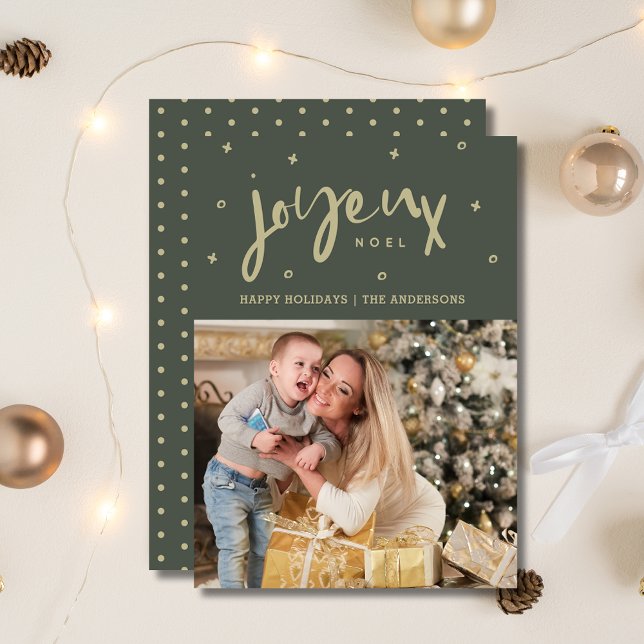 Joyeux Noel-familjens fotojul Julkort (Joyeux Noel Family Photo Christmas Holiday Card)