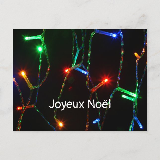 "Joyeux Noël" färgglada julgransljus Vykort (Framsida)