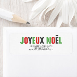 "Joyeux Noel" Färgstarkt fet Brev Returadress Etikett