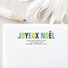 "Joyeux Noel" Färgstarkt fet Brev Returadress Etikett