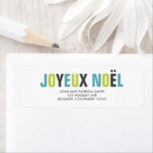 "Joyeux Noel" Färgstarkt fet Brev Returadress Etikett