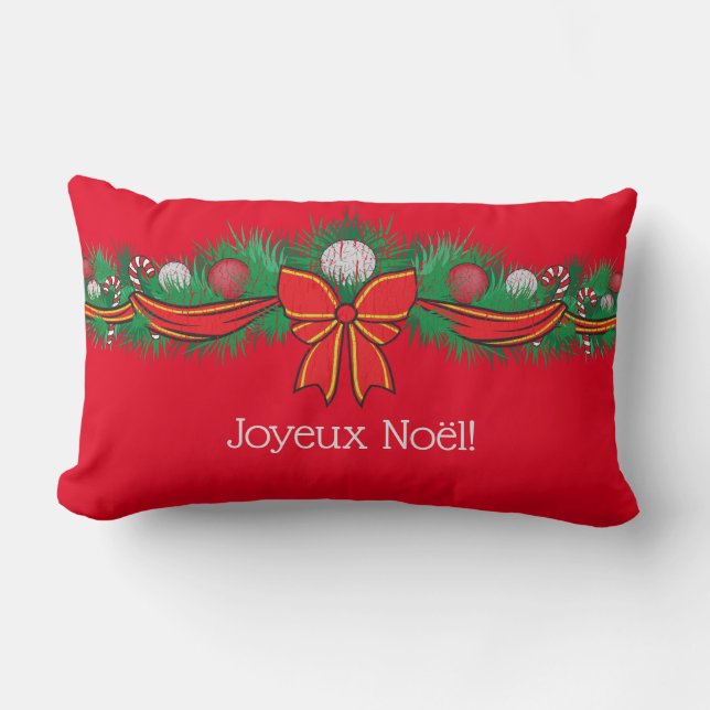 Joyeux Noël - festive red Lumbarkudde (Framsida)