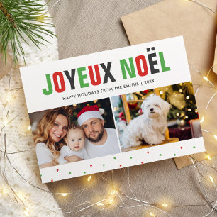 "Joyeux Noel" Fet och färglös jul Julkort