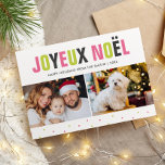 "Joyeux Noel" Fet och färglös jul Julkort<br><div class="desc">Sprid helgdag glädje med dessa klara och färgstarka julkort.</div>