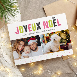 "Joyeux Noel" Fet och färglös jul Julkort
