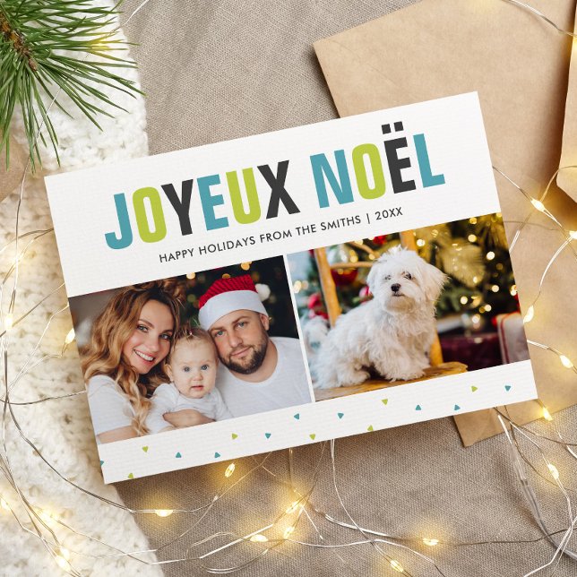 "Joyeux Noel" Fet och färglös jul Julkort (Skapare uppladdad)