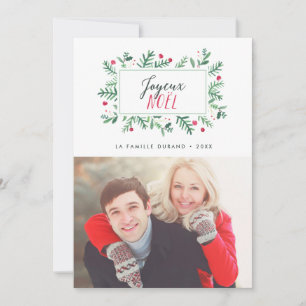 Joyeux Noël Feuillage Peint   Carte de Noël Julkort