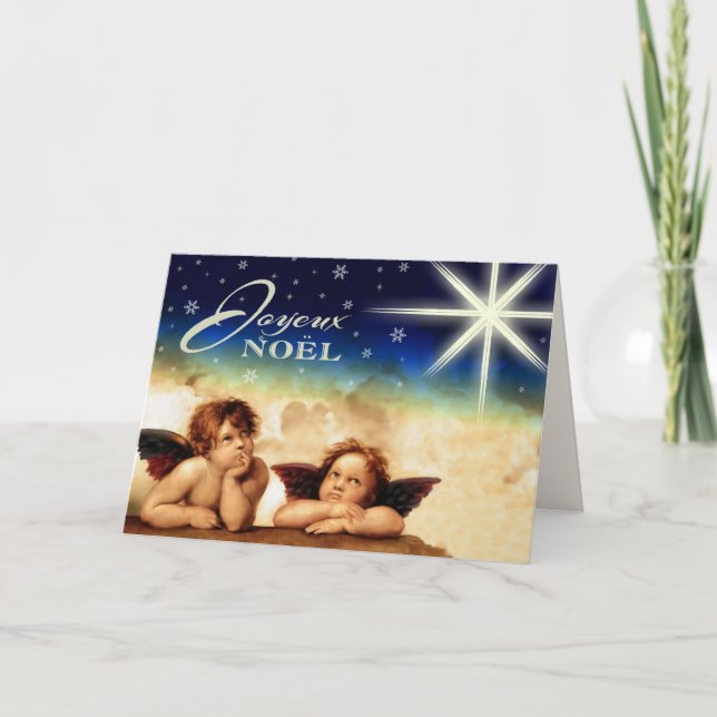 Joyeux Noël. Finkonst julkort i Fransk Helgkort (Framsida)
