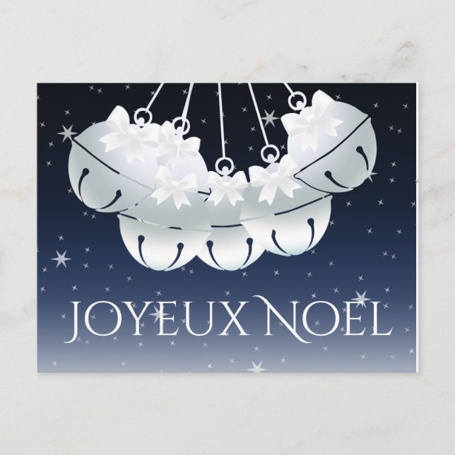 Joyeux Noel Fransk Canadian Night Himmel Klockor B Helg Vykort (Framsida)