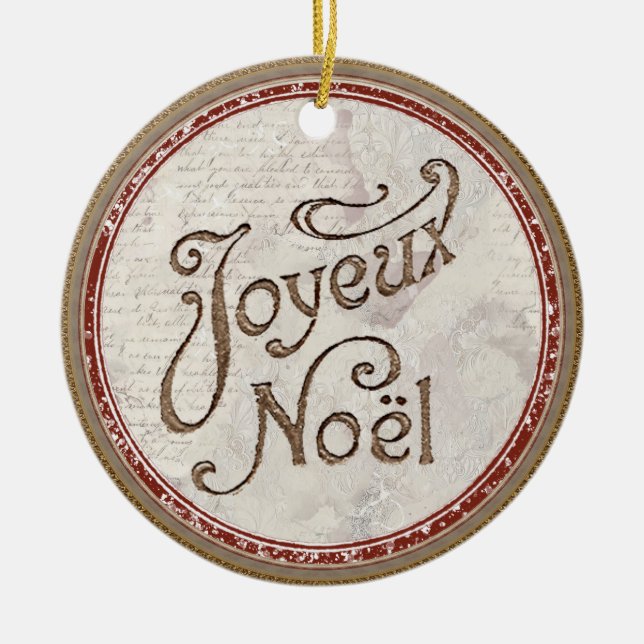 Joyeux Noel Fransk Chic God jul Shabby Julgransprydnad Keramik (Framsidan)