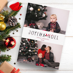 Joyeux Noël Fransk Clip Papper Effect Anpassningsb Julkort
