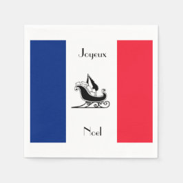 Joyeux Noel Fransk Flagga Jul Papper Napkins Pappersservett