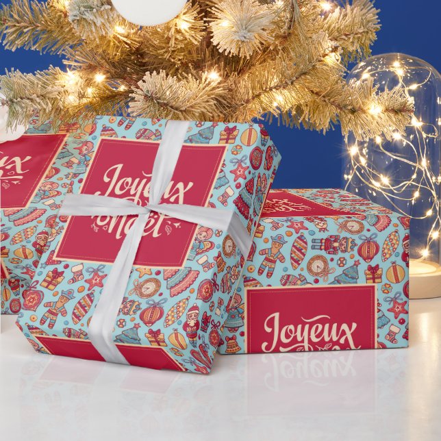 Joyeux Noel fransk God jul julafton figurines Presentpapper (Helgdagar)