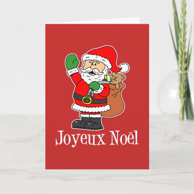 Joyeux Noel Fransk God jul Santa Helgkort (Framsida)
