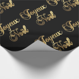 Joyeux Noel Fransk Jul Black och Guld Presentpapper