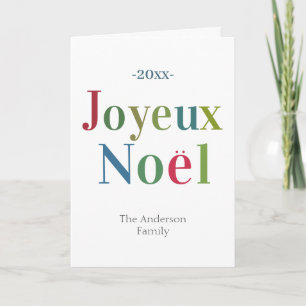 Joyeux Noel Fransk Jul - färgfull Anteckningskort
