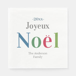 Joyeux Noel Fransk Jul - färgfull Pappersservett