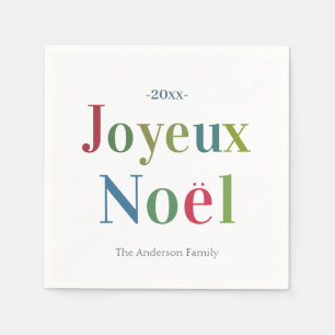Joyeux Noel Fransk Jul - färgfull Pappersservett