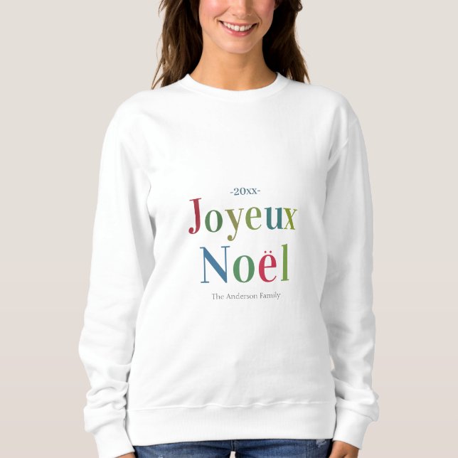 Joyeux Noel Fransk Jul - färgfull T Shirt (Framsida)