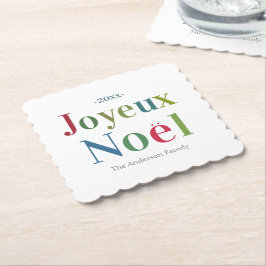 Joyeux Noel Fransk Jul - färgfull Underlägg Papper