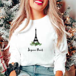 Joyeux Noel Fransk jul med Eiffel Torn Tee