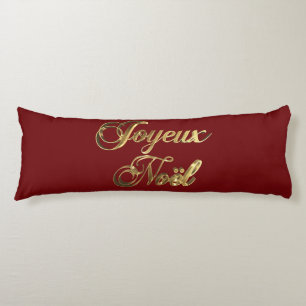 Joyeux Noel Fransk Jul Red och Guld Kroppskudde