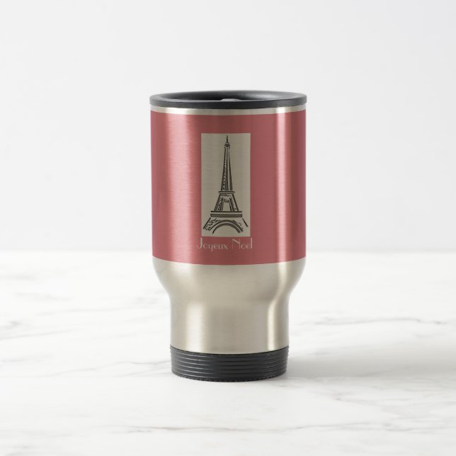Joyeux Noel Fransk Jul Rosa Eiffel Torn Mugg (Center)