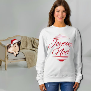 Joyeux Noel - Fransk Julafton önskemål - rött vitt T Shirt