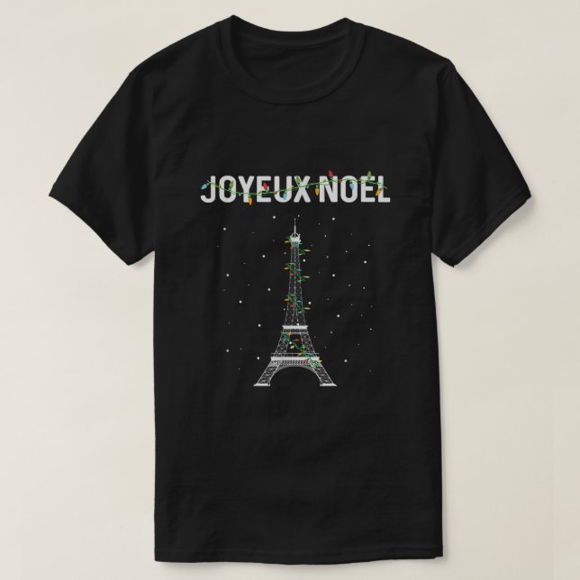 Joyeux Noel Fransk Paris Eiffel Torn jul T Shirt (Design framsida)