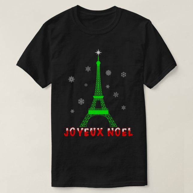 Joyeux Noel Fransk Paris Eiffel Torn Merry Kristus T Shirt (Design framsida)