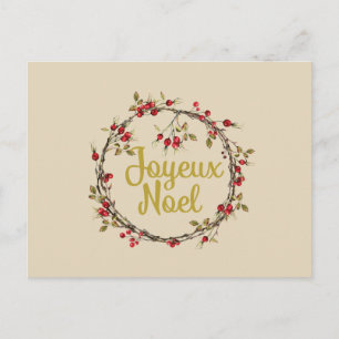Joyeux Noel Fransk Rustic jul Utandning Helg Vykort