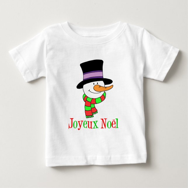 Joyeux Noel Fransk Snögubbe T-shirt (Framsida)