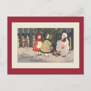 Joyeux Noel Fransk Vintage julvykort Helg Vykort