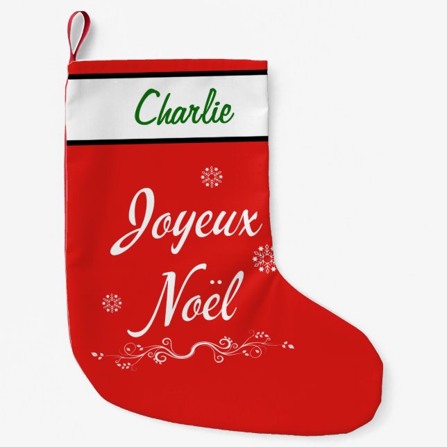 Joyeux Noel franskLouisiana Cajun god jul Liten Julstrumpa (Framsidan)