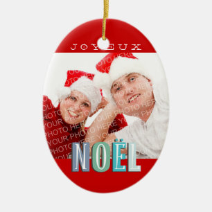 Joyeux Noel funky blue red chic christmas helgdag Julgransprydnad Keramik