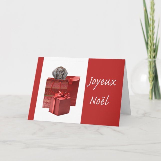 Joyeux Noël german shorthar pointer puppy Helgkort (Framsida)